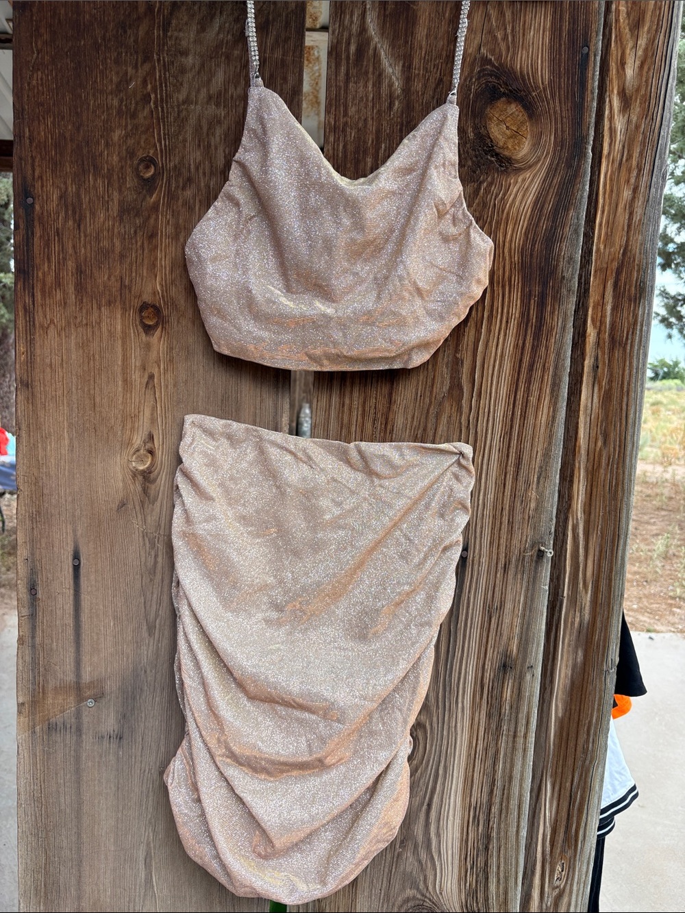 Shimmery Nude Ruched Mini Skirt - Women's